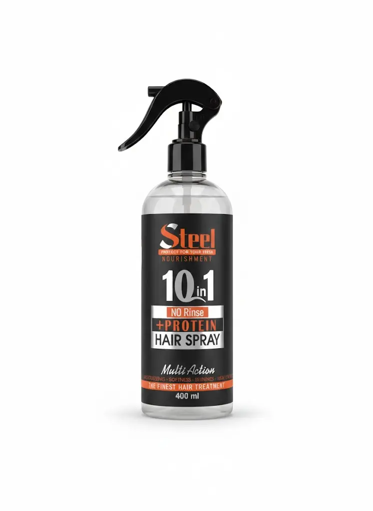 steel-10in1-400ml اسپری مو 10 کاره بدون آبکشی استیل حجم 400 میلیلیتر